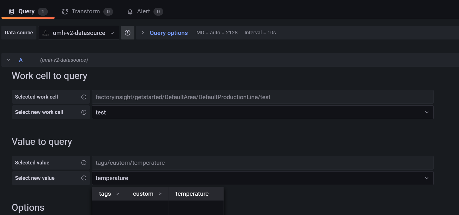 Select value to query