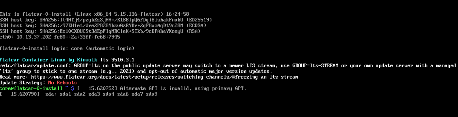 Flatcar Install Step 0